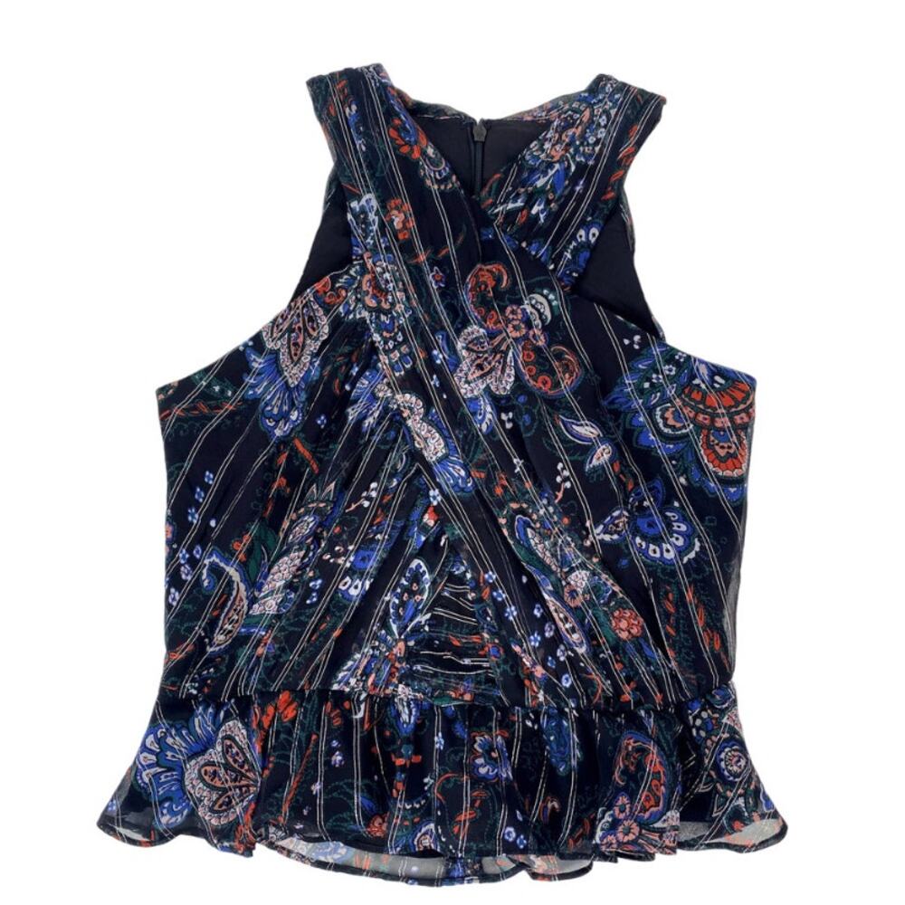 Veronica Beard Kailani Top Paisley Metallic Black Multi 0 - Picture 4 of 7